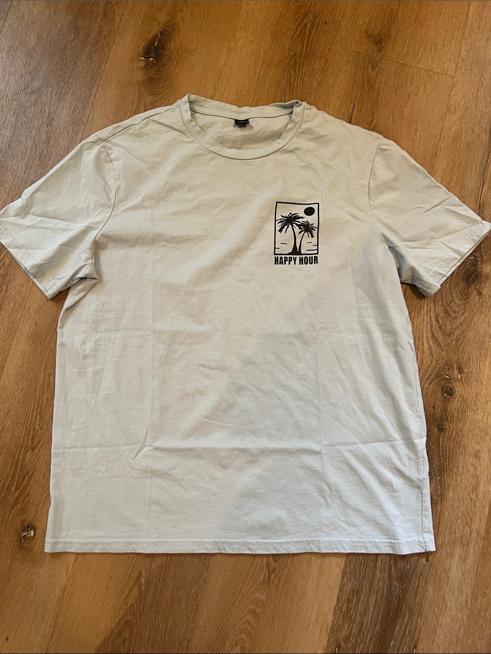 Manfinity Large Men’s Happy Hour Palm Graphic Tee - Light Blue